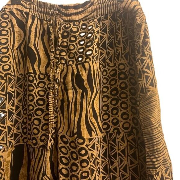 REVUE Patchwork Print Boho Palazzo Pants Women's M Brown Black - Picture 4 of 12